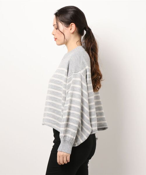 rps（アールピーエス）の「短丈ボーダーニットプルオーバー（ニット/セーター・レディース・杢グレー/ベージュ/オフホワイト・M）」の8枚目の写真