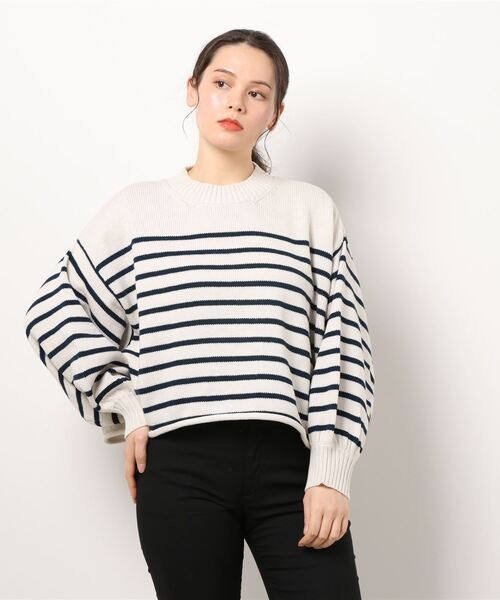 rps（アールピーエス）の「短丈ボーダーニットプルオーバー（ニット/セーター・レディース・杢グレー/ベージュ/オフホワイト・M）」の10枚目の写真