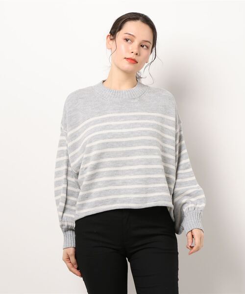 rps（アールピーエス）の「短丈ボーダーニットプルオーバー（ニット/セーター・レディース・杢グレー/ベージュ/オフホワイト・M）」の17枚目の写真