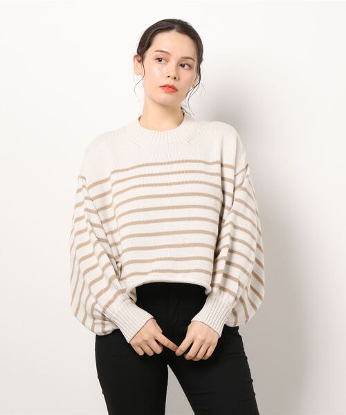 rps（アールピーエス）の「短丈ボーダーニットプルオーバー（ニット/セーター・レディース・杢グレー/ベージュ/オフホワイト・M）」の14枚目の写真