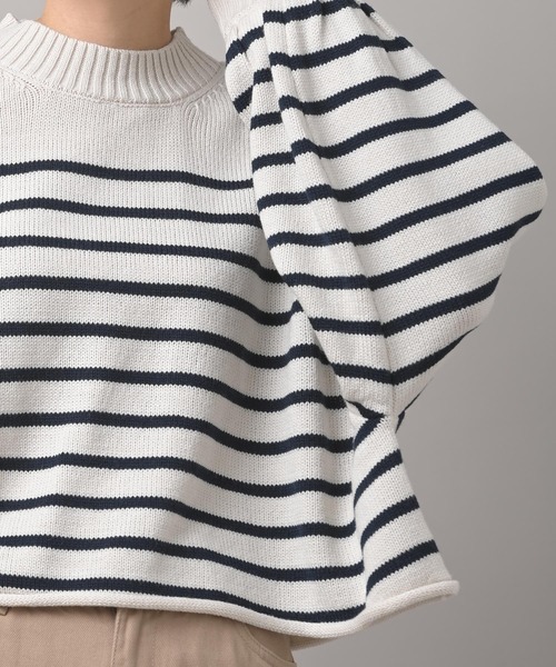 rps（アールピーエス）の「短丈ボーダーニットプルオーバー（ニット/セーター・レディース・杢グレー/ベージュ/オフホワイト・M）」の13枚目の写真