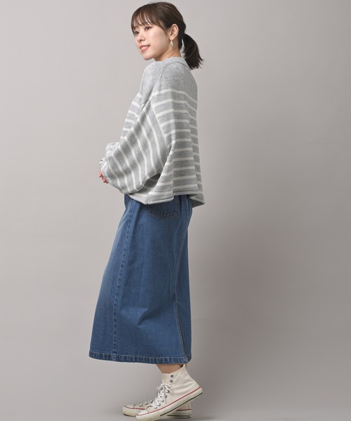 rps（アールピーエス）の「短丈ボーダーニットプルオーバー（ニット/セーター・レディース・杢グレー/ベージュ/オフホワイト・M）」の4枚目の写真