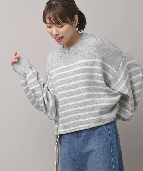 rps（アールピーエス）の「短丈ボーダーニットプルオーバー（ニット/セーター・レディース・杢グレー/ベージュ/オフホワイト・M）」の15枚目の写真