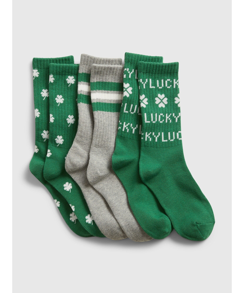 Gap ギャップ の 3足組 聖パトリック祭 クルーソックス キッズ ソックス 靴下 Wear