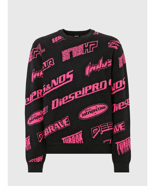 DIESEL（ディーゼル）の「メンズ ニット オールオーバー ロゴ ラウンド