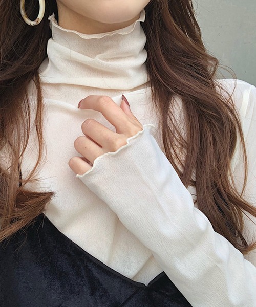 ANOTHER S（アナザーエス）の「シアー タートルネックプルオーバー（Tシャツ/カットソー・レディース・ブラック/ベージュ/グレー/カーキ/アイボリー・FREE）」の12枚目の写真