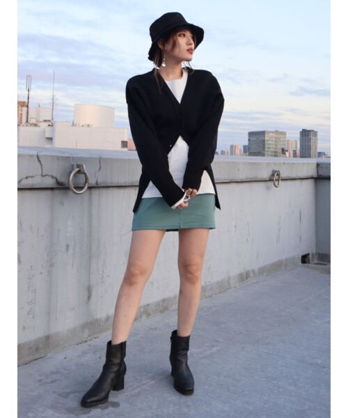 EMODA（エモダ）の「リブハイウエストWボタンスカート（スカート・レディース・ブラック/ベージュ/ミント・SMALL/MEDIUM）」の8枚目の写真