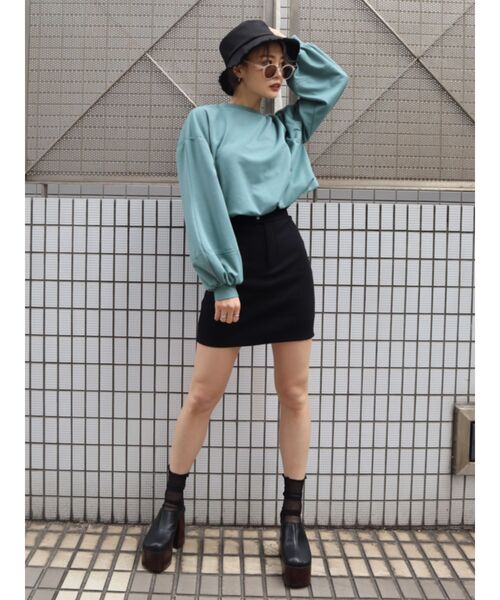 EMODA（エモダ）の「リブハイウエストWボタンスカート（スカート・レディース・ブラック/ベージュ/ミント・SMALL/MEDIUM）」の9枚目の写真