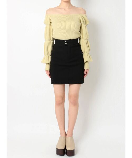 EMODA（エモダ）の「リブハイウエストWボタンスカート（スカート・レディース・ブラック/ベージュ/ミント・SMALL/MEDIUM）」の15枚目の写真