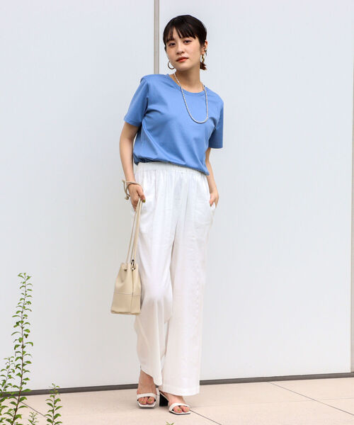 NOLLEY’S(ノーリーズ)の「28G天竺ベーシックTシャツ(Tシャツ/カットソー・レディース・ホワイト/チャコールグレー/ライトブルー/ベージュ/サーモンピンク・38/36)」の6枚目の写真