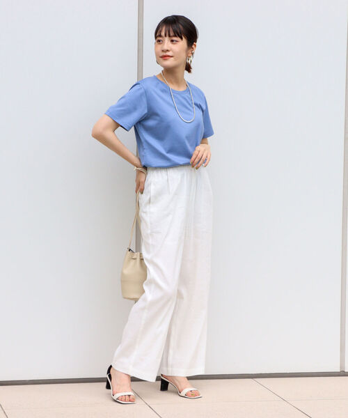 NOLLEY’S(ノーリーズ)の「28G天竺ベーシックTシャツ(Tシャツ/カットソー・レディース・ホワイト/チャコールグレー/ライトブルー/ベージュ/サーモンピンク・38/36)」の7枚目の写真