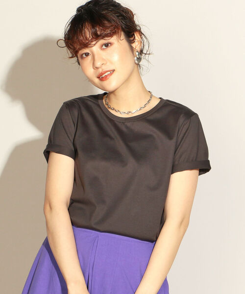 NOLLEY’S(ノーリーズ)の「28G天竺ベーシックTシャツ(Tシャツ/カットソー・レディース・ホワイト/チャコールグレー/ライトブルー/ベージュ/サーモンピンク・38/36)」の13枚目の写真