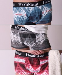 Healthknit Product（ヘルスニットプロダクト）の「【Healthknit Product】3枚入り ネイティブ柄 ブランド ロゴ ボクサーパンツ(LG)（ボクサーパンツ・メンズ）」