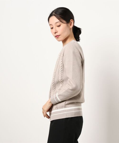 NEWYORKER（ニューヨーカー）の「リリヤーンケーブル チルデンニット（ニット/セーター・レディース・ベージュ/ホワイト・M/L）」の4枚目の写真