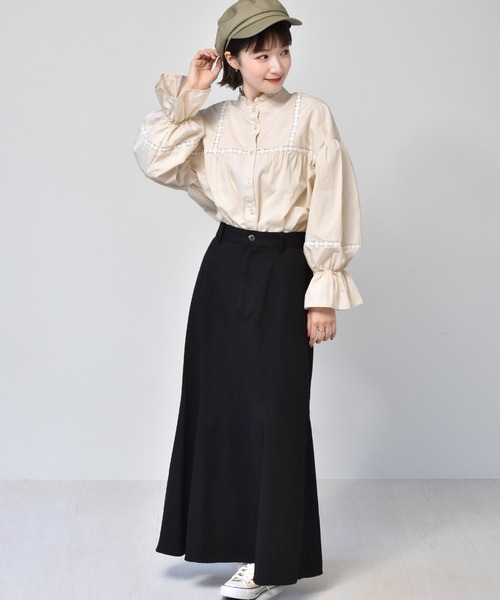 RETRO GIRL（レトロガール）の「ハイネックはしごレースブラウス（シャツ/ブラウス・レディース・オフホワイト/イエロー/ライトベージュ・FREE）」の14枚目の写真