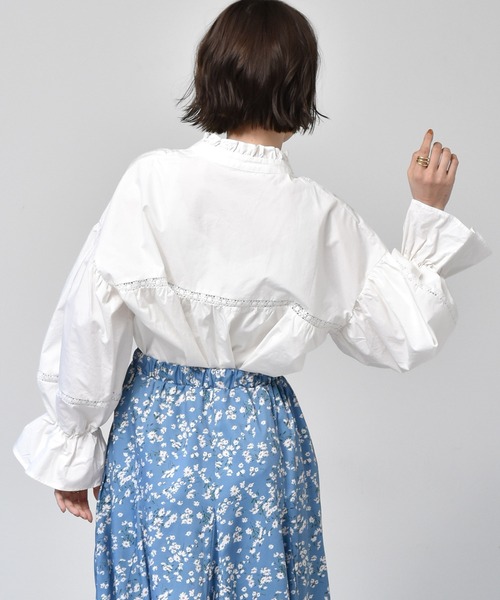 RETRO GIRL（レトロガール）の「ハイネックはしごレースブラウス（シャツ/ブラウス・レディース・オフホワイト/イエロー/ライトベージュ・FREE）」の11枚目の写真