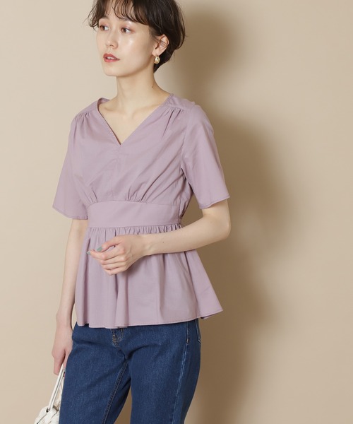 N.（N. Natural Beauty Basic）（エヌエヌナチュラルビューティーベーシック）の「◆半袖ペプラムブラウス（シャツ/ブラウス・レディース・ホワイト/ブラック/パープル/ブラック系その他/イエロー・MEDIUM）」の4枚目の写真