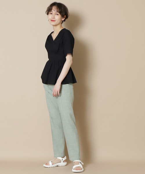 N.（N. Natural Beauty Basic）（エヌエヌナチュラルビューティーベーシック）の「◆半袖ペプラムブラウス（シャツ/ブラウス・レディース・ホワイト/ブラック/パープル/ブラック系その他/イエロー・MEDIUM）」の8枚目の写真