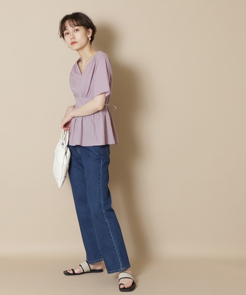 N.（N. Natural Beauty Basic）（エヌエヌナチュラルビューティーベーシック）の「◆半袖ペプラムブラウス（シャツ/ブラウス・レディース・ホワイト/ブラック/パープル/ブラック系その他/イエロー・MEDIUM）」の13枚目の写真