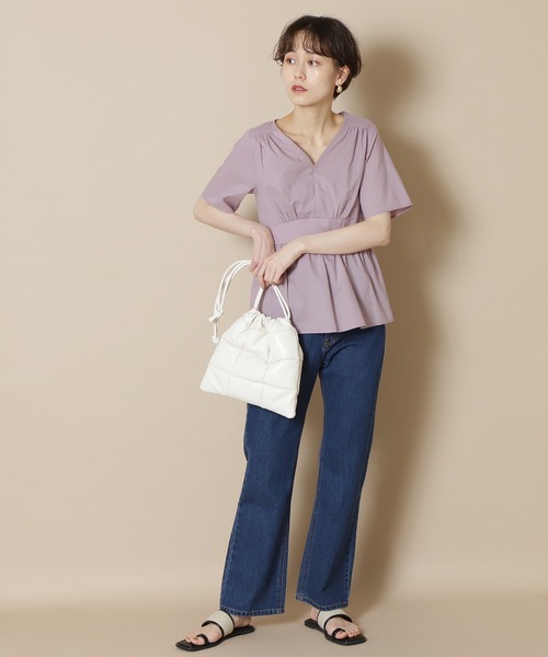 N.（N. Natural Beauty Basic）（エヌエヌナチュラルビューティーベーシック）の「◆半袖ペプラムブラウス（シャツ/ブラウス・レディース・ホワイト/ブラック/パープル/ブラック系その他/イエロー・MEDIUM）」の14枚目の写真