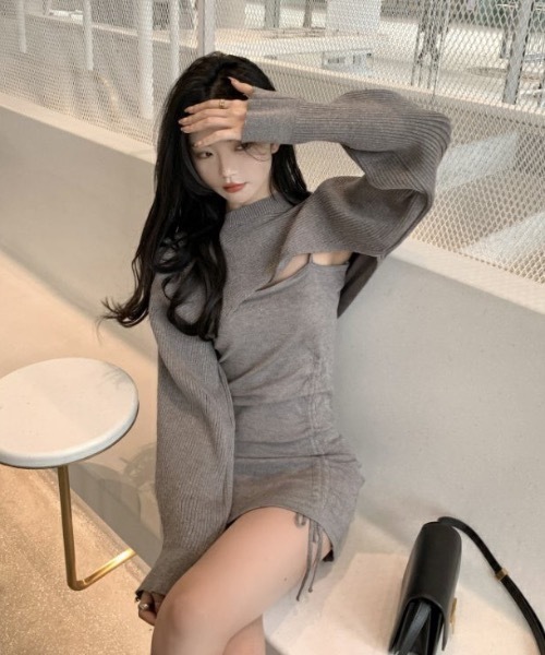 Kor ケーオーアール の デザイン ニットミニワンピース ワンピース Wear