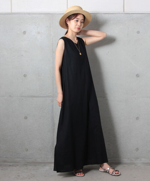 fredy emue(フレディエミュ)の「【WEB限定】レーヨン麻ノースリーブワンピース(ワンピース・レディース・ブラック/チャコールグレー/オリーブ・36/38)」の15枚目の写真