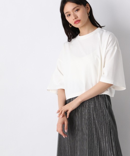 JEANASIS（ジーナシス）の「リサイクルコットンボックスショートTEE/949747（Tシャツ/カットソー・レディース・ホワイト/ピンク/ブラック・FREE）」の2枚目の写真