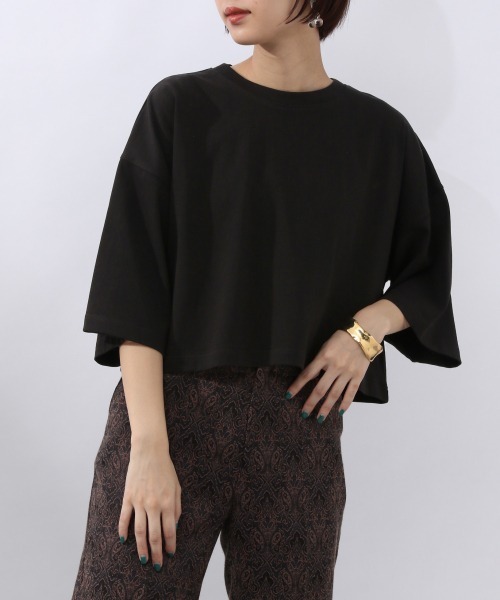 JEANASIS（ジーナシス）の「リサイクルコットンボックスショートTEE/949747（Tシャツ/カットソー・レディース・ホワイト/ピンク/ブラック・FREE）」の3枚目の写真