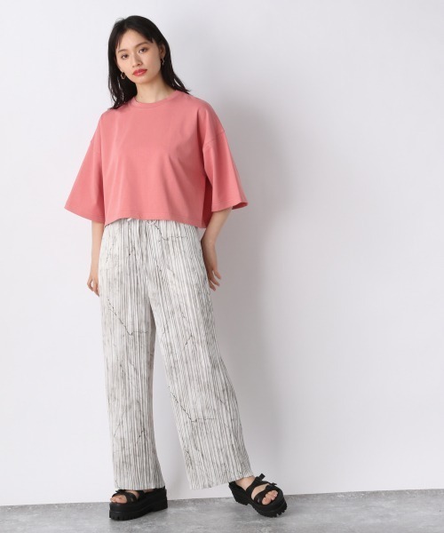 JEANASIS（ジーナシス）の「リサイクルコットンボックスショートTEE/949747（Tシャツ/カットソー・レディース・ホワイト/ピンク/ブラック・FREE）」の4枚目の写真