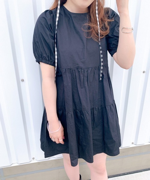 Me%（ミィパーセント）の「バックリボンティアードハンソデワンピース（ワンピース・レディース・ホワイト/ブラック/サックスブルー・FREE）」の10枚目の写真