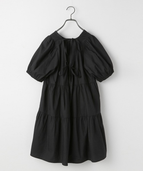 Me%（ミィパーセント）の「バックリボンティアードハンソデワンピース（ワンピース・レディース・ホワイト/ブラック/サックスブルー・FREE）」の14枚目の写真