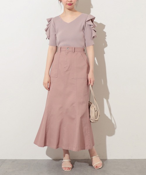 natural couture（ナチュラルクチュール）の「ラッフルスリーブニット（ニット/セーター・レディース・ピンクベージュ/サックスブルー/ブラック/オフホワイト・FREE）」の19枚目の写真