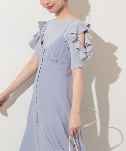 natural couture（ナチュラルクチュール）の「ラッフルスリーブニット（ニット/セーター・レディース・ピンクベージュ/サックスブルー/ブラック/オフホワイト・FREE）」の14枚目の写真