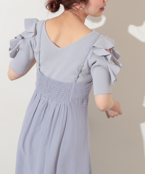 natural couture（ナチュラルクチュール）の「ラッフルスリーブニット（ニット/セーター・レディース・ピンクベージュ/サックスブルー/ブラック/オフホワイト・FREE）」の13枚目の写真