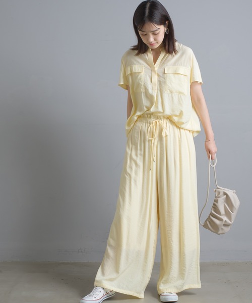 OMNES Another Edition（オムネス アナザーエディション）の「シルクタッチフラップポケットスキッパープルオーバー（シャツ/ブラウス・レディース・ブラック/イエロー/アイボリー/ラベンダー・FREE）」の19枚目の写真