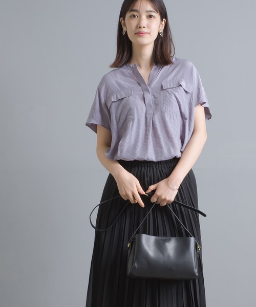 OMNES Another Edition（オムネス アナザーエディション）の「シルクタッチフラップポケットスキッパープルオーバー（シャツ/ブラウス・レディース・ブラック/イエロー/アイボリー/ラベンダー・FREE）」の16枚目の写真