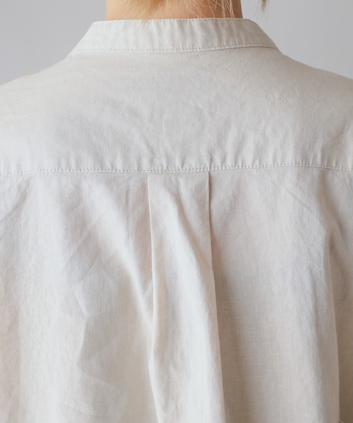 HOUSTON(ヒューストン)の「CHAMBRAY GRANPA 3/4 SLEEVES SHIRT グランパ7分袖シャツ(シャツ/ブラウス・メンズ・ブラック/ナチュラル/オリーブ・M/L/XL)」の9枚目の写真