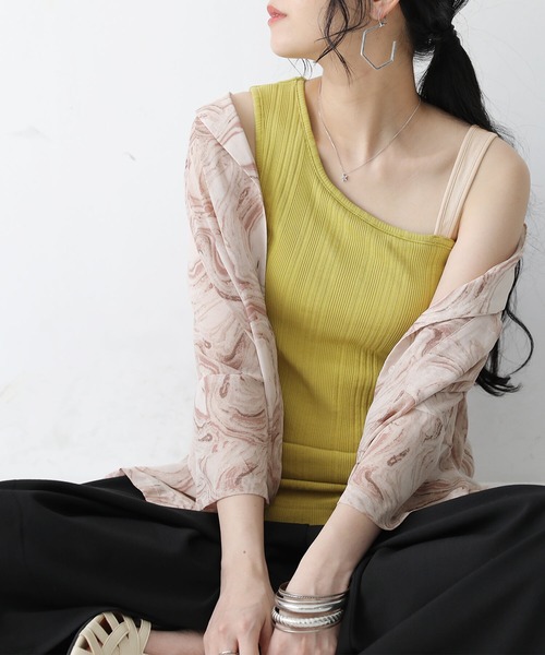 osharewalker（オシャレウォーカー）の「【廃盤】『シアーマーブルプリントシャツ』（シャツ/ブラウス・レディース・ベージュ/ピンク・FREE）」の4枚目の写真