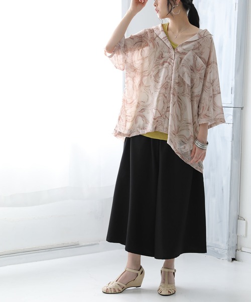 osharewalker（オシャレウォーカー）の「【廃盤】『シアーマーブルプリントシャツ』（シャツ/ブラウス・レディース・ベージュ/ピンク・FREE）」の10枚目の写真