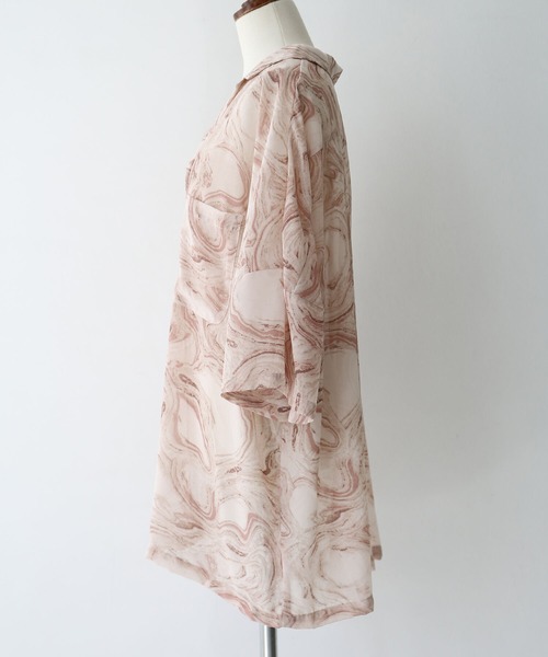 osharewalker（オシャレウォーカー）の「【廃盤】『シアーマーブルプリントシャツ』（シャツ/ブラウス・レディース・ベージュ/ピンク・FREE）」の7枚目の写真