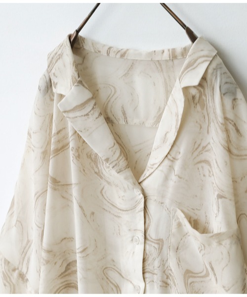 osharewalker（オシャレウォーカー）の「【廃盤】『シアーマーブルプリントシャツ』（シャツ/ブラウス・レディース・ベージュ/ピンク・FREE）」の21枚目の写真