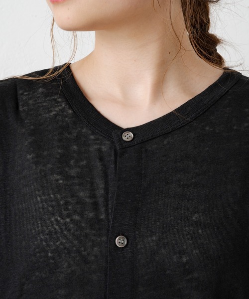 PUAL CE CIN（ピュアルセシン）の「【Du noir】リネン天竺2WAYカーディガン（カーディガン/ボレロ・レディース・オフホワイト/ブラック/グレー・FREE）」の4枚目の写真