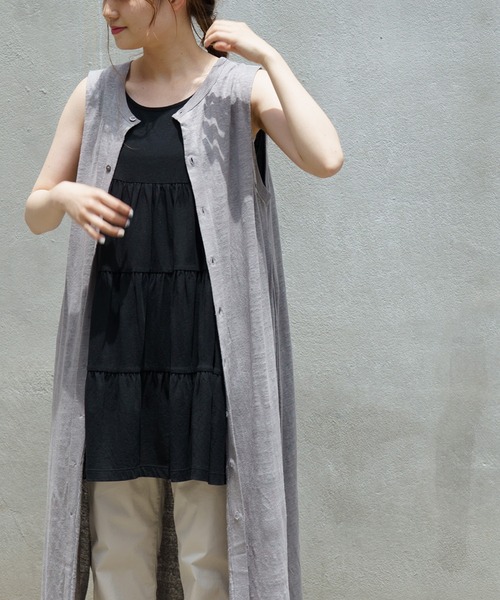 PUAL CE CIN（ピュアルセシン）の「【Du noir】リネン天竺2WAYカーディガン（カーディガン/ボレロ・レディース・オフホワイト/ブラック/グレー・FREE）」の21枚目の写真