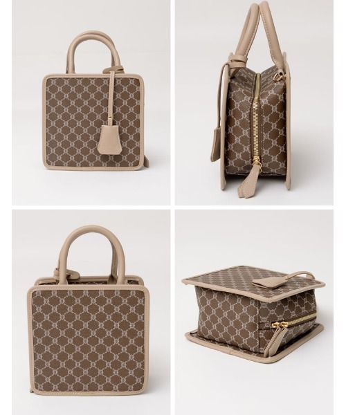 Re:EDIT（リエディ）の「2WAYモノグラムスクエアハンドバッグ（ショルダーバッグ・レディース・ブラック/ベージュ/キャメル/ブラウン・FREE）」の12枚目の写真