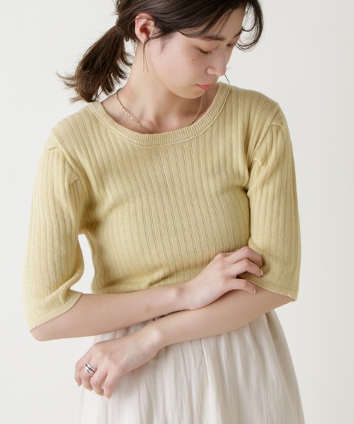 Kastane（カスタネ）の「シアーリブメランジニットTee（ニット/セーター・レディース・オフホワイト/ピンク/イエロー/ブルー・FREE）」の3枚目の写真