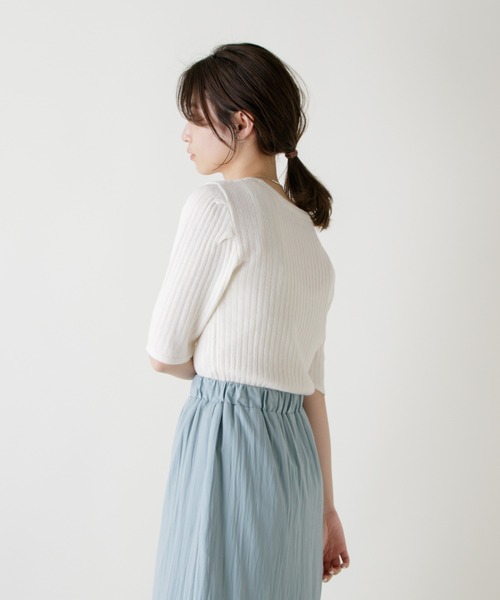 Kastane（カスタネ）の「シアーリブメランジニットTee（ニット/セーター・レディース・オフホワイト/ピンク/イエロー/ブルー・FREE）」の8枚目の写真