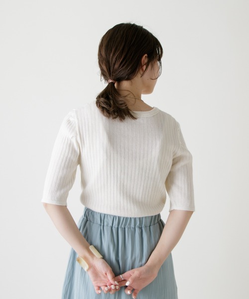 Kastane（カスタネ）の「シアーリブメランジニットTee（ニット/セーター・レディース・オフホワイト/ピンク/イエロー/ブルー・FREE）」の6枚目の写真