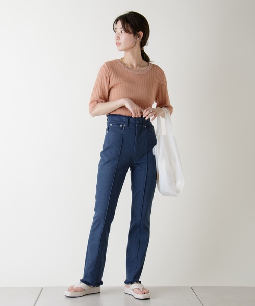 Kastane（カスタネ）の「シアーリブメランジニットTee（ニット/セーター・レディース・オフホワイト/ピンク/イエロー/ブルー・FREE）」の20枚目の写真