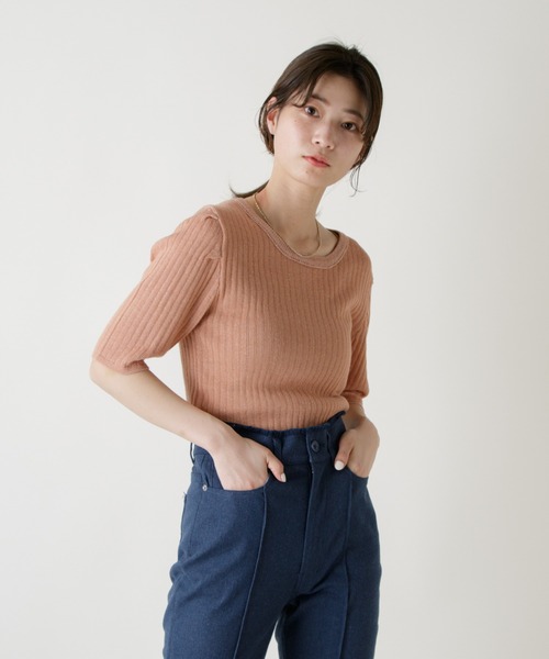 Kastane（カスタネ）の「シアーリブメランジニットTee（ニット/セーター・レディース・オフホワイト/ピンク/イエロー/ブルー・FREE）」の18枚目の写真