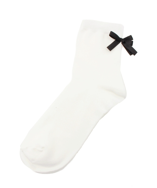 WEGO（ウィゴー）の「WEGO/リボンソックス（ソックス/靴下・レディース・ブラック/ホワイト・FREE）」の2枚目の写真